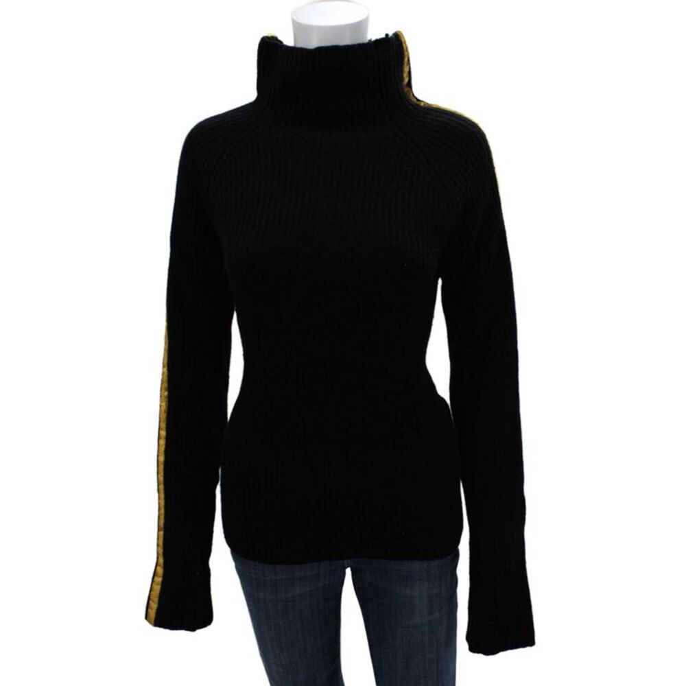 Haider Ackermann Women Cashmere Pullover Sweater Black Turtleneck Size S